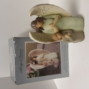Always and forever collectible, kneeling angel praying with girl, figurine